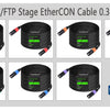 Roll of CAT6A S/FTP Ethernet cable for stage use, black and yellow connectors.