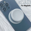 Light grey phone case featuring a magnetic grip stand with a silicone cover.