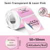 Rollo de etiquetas térmicas autoadhesivas de papel láser rosa transparente con diseño de agradecimiento