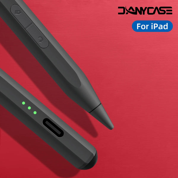 Schwarzer Präzisions-Stift für iPad, diagonal auf rotem Hintergrund.