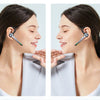 Three views of Bluetooth 5.3 wireless earbuds showing different angles and features.