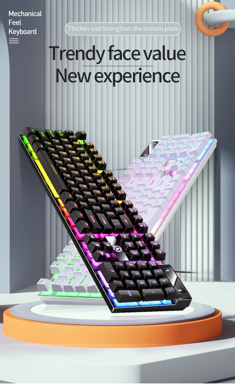 A close-up view of a mechanical keyboard with colorful keycaps and lighting, displayed on a stand.