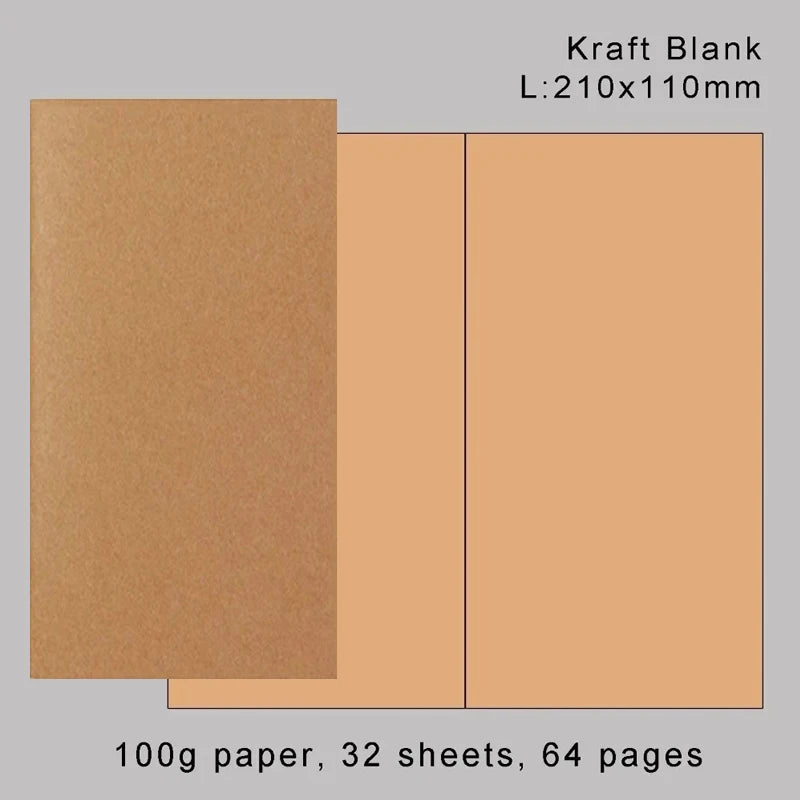 Kraft Blank paper insert measuring 210x110mm, 100g, with 32 sheets and 64 pages.