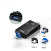 Schwarzer Mehrfachkartenleser-Adapter mit USB/SD- und Type-C-Anschlüssen