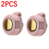 Two pink portable mini blade-less electric fans shown from the front.