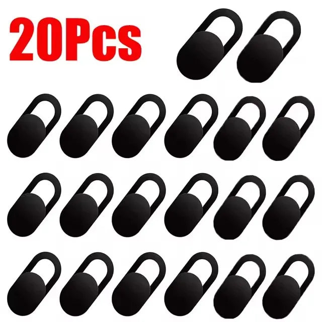 Set of 20 black universal camera privacy sliders for mobile and laptop devices