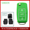 A green realistic fake car key hidden safe with a secret compartment.