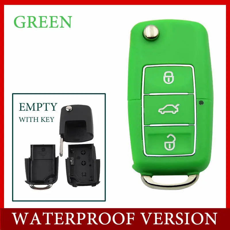 A green realistic fake car key hidden safe with a secret compartment.