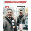 A smartphone shows a plug and play setup for saving photos and videos onto a USB flash drive.