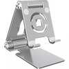 Silberner Tablet-Halter mit rotierender Mechanik und flacher Basis