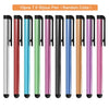 A set of ten precision universal touch stylus pens in various random colors displayed vertically.