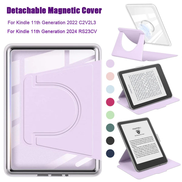 Housse magnétique amovible pour Kindle 11e génération, couleur violet clair