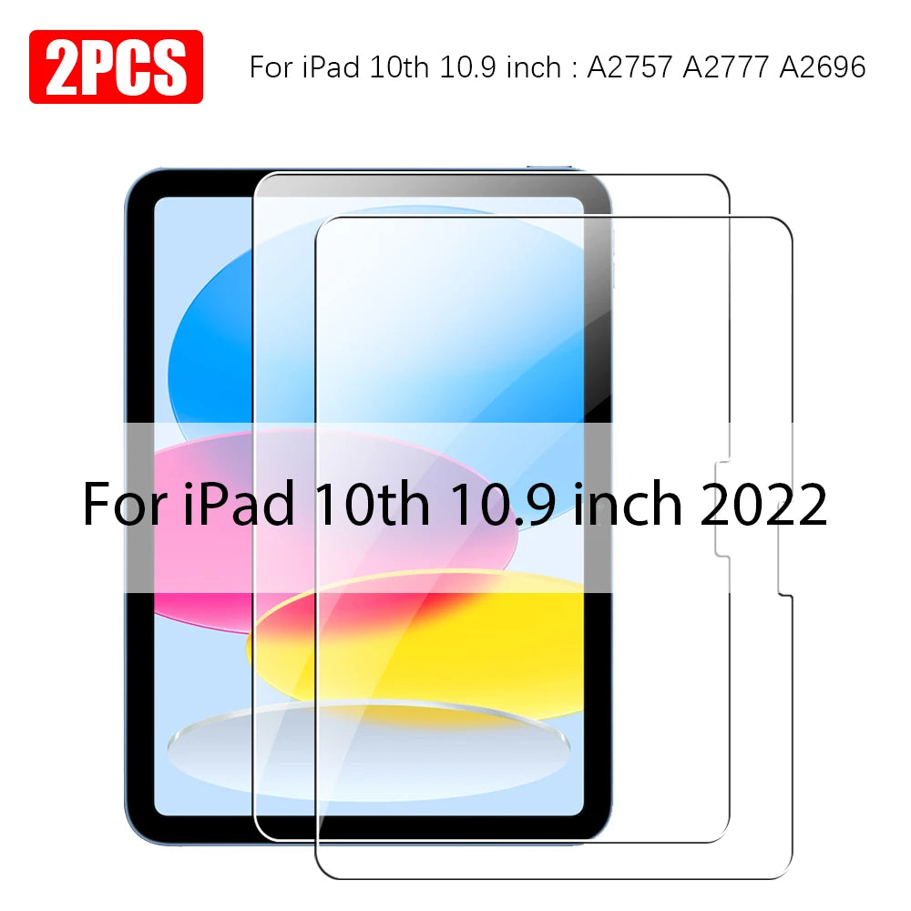 Zwei klare gehärtete Glasschutzfolien für iPad 10. Generation, 10,9 Zoll Modell