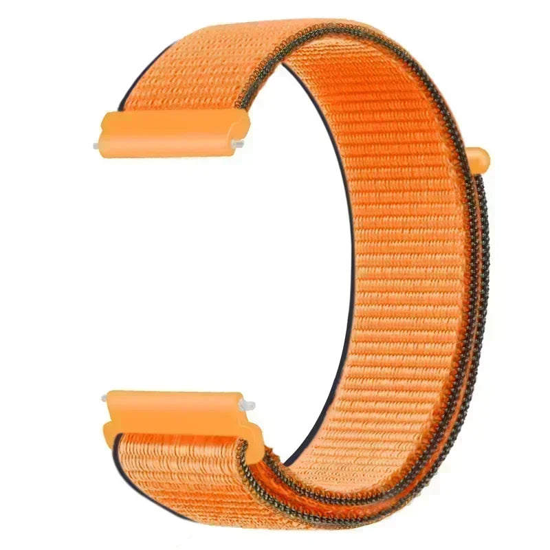 Orange nylon loop watch strap for kids, featuring a textured woven pattern.