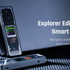 Explorer Edition M.2 NVMe Smart SSD Enclosure featuring an LCD display and power supply components.