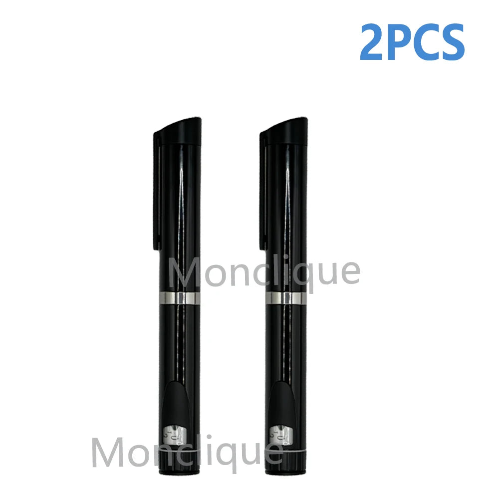 Two black reusable metal injection pens shown vertically.