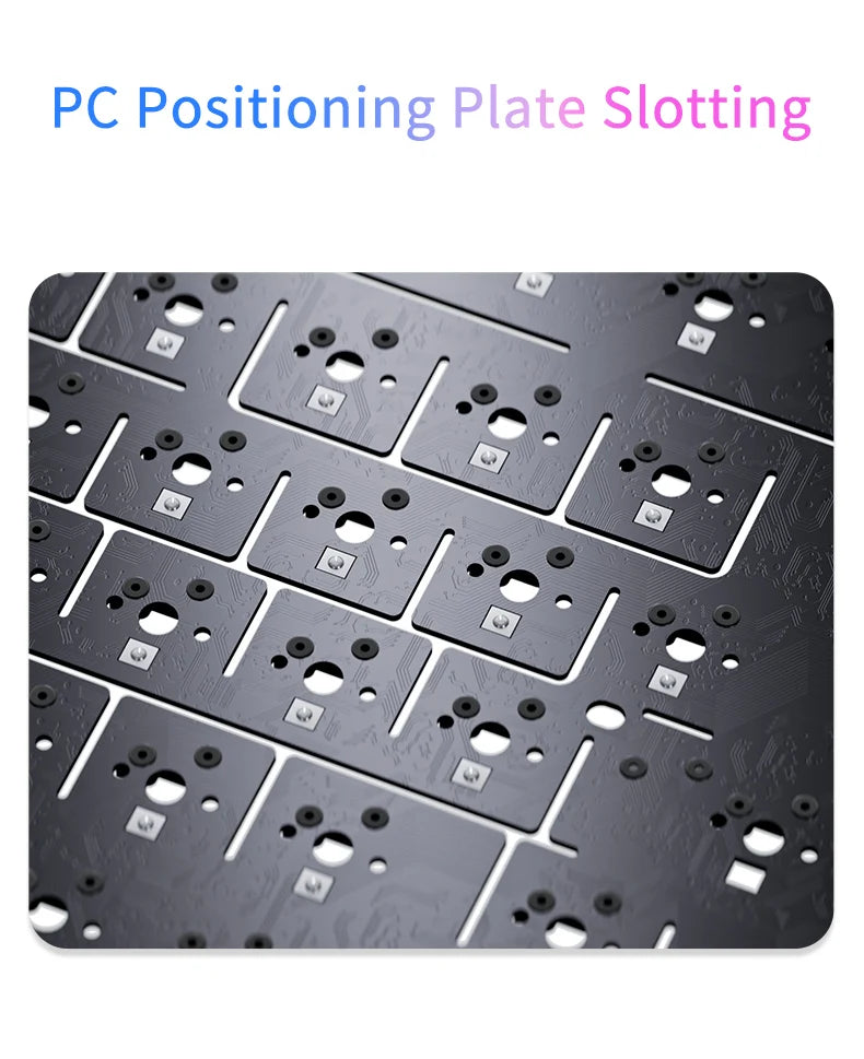 Nahaufnahme eines PC-Positionierungsslotsmechanismus mit mehreren Steckplätzen zur Montage von Komponenten.