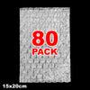 A sheet of 80 pack transparent bubble wrap padded shipping bags.
