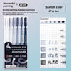 A set of six multi-color acrylic painting gel pens with a grid layout for writing and drawing