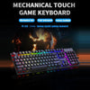 An RGB wired gaming keyboard with 104 keys featuring a fantasy backlight is displayed against a dark background.