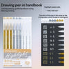 A set of Languo Highlight drawing pens in various colors including gold, silver, and white.