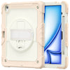 A beige heavy duty shockproof iPad case with a blue screen protector visible inside.