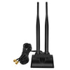 Black dual band magnetic WiFi antenna with flexible cable for wireless routers