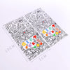 A sheet of rectangular thank you gift stickers featuring various doodle-style characters and symbols.