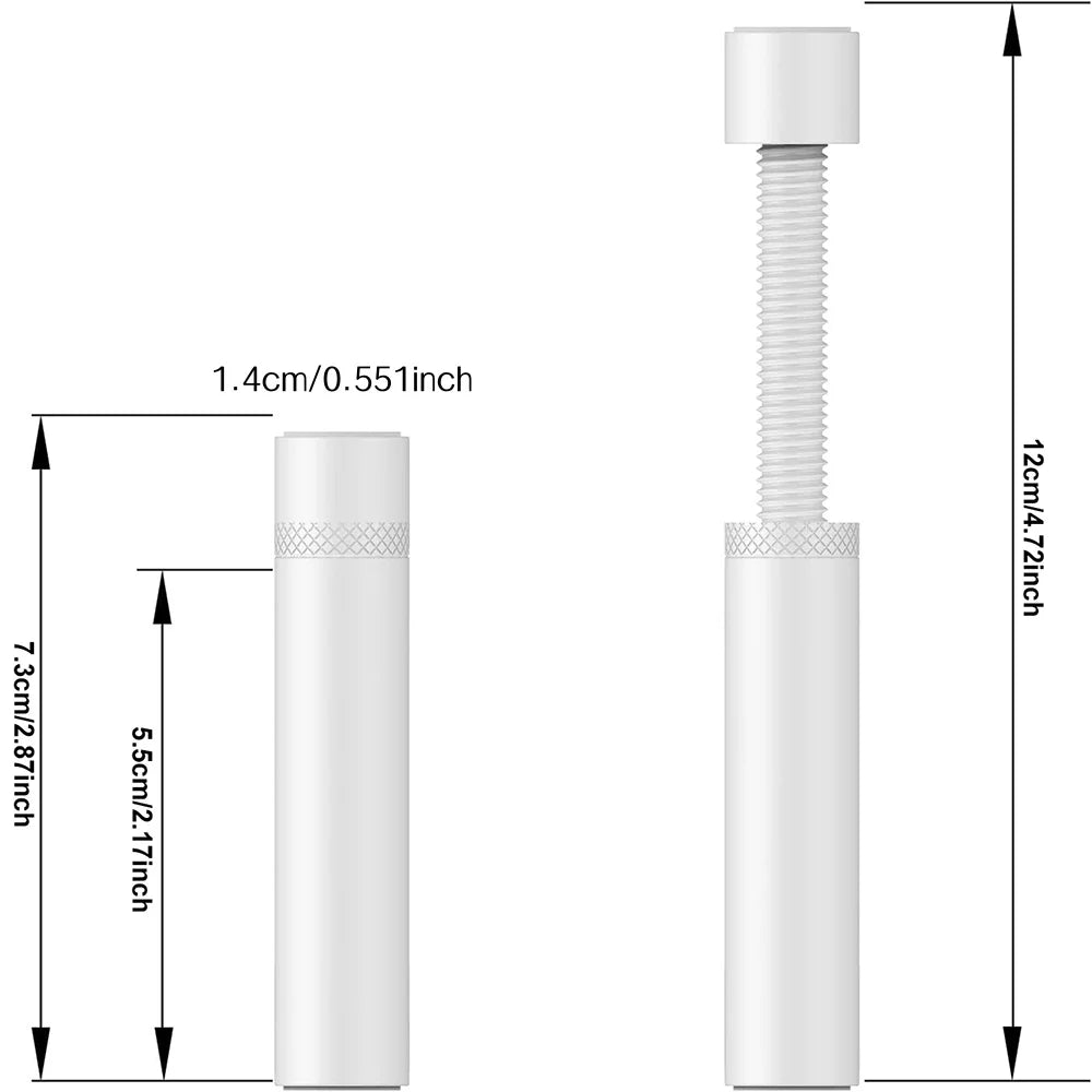 A white adjustable magnetic GPU support bracket with an aluminum construction and a threaded post.