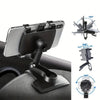 A black universal car phone mount is shown attached to a car seat, with diagrams illustrating 180 and 360 degree mounting ang