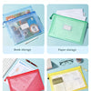 Una colección de bolsas de almacenamiento variadas, incluyendo para libros, papel, oficina y recibos.