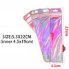 Iridescent self-sealing jewelry pouches with a resealable zip lock shown in a transparent packaging display.
