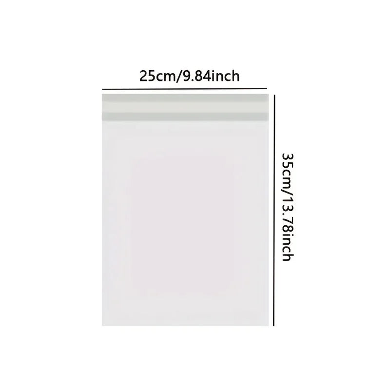 A white self-sealing packaging bag with dimensions of 25cm by 35cm.