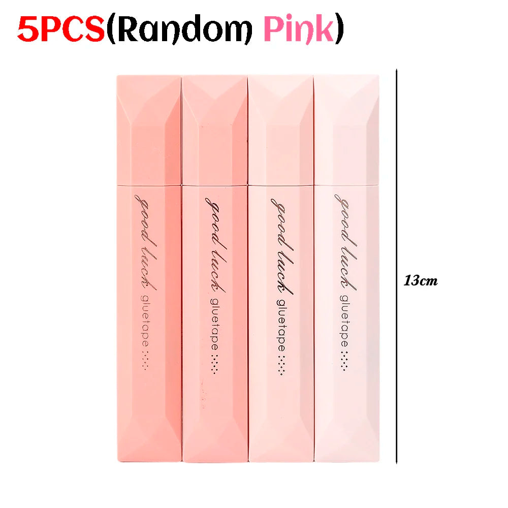 Five pink gradient double-sided tape pens are displayed in a row.
