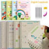 A colorful English Copybook for preschoolers featuring practice pages for letters, numbers, and drawing.
