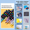 Acrylic marker compared with ordinary marker showing differences in color saturation, coverage, waterproofness, and paper com