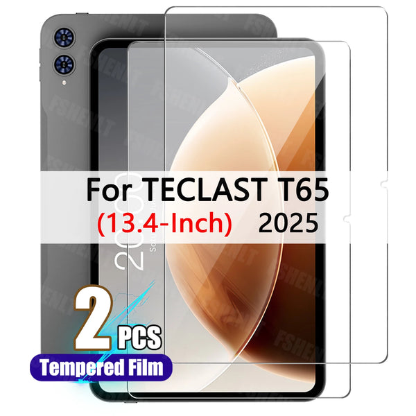 Two pieces of tempered glass screen protectors for the TECLAST T65 13.4-inch device.
