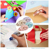 Hands are shown using double-sided adhesive tape to wrap gifts, make envelopes, and create manual stickers.