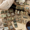 A collection of vintage and antique books used as 3D relief gallery stickers for scrapbooking