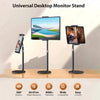 A universal desktop monitor stand with a black adjustable arm supporting a flat-screen monitor.