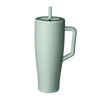 A light mint green Brümate Era 40 oz insulated tumbler with a lid, handle, and straw.
