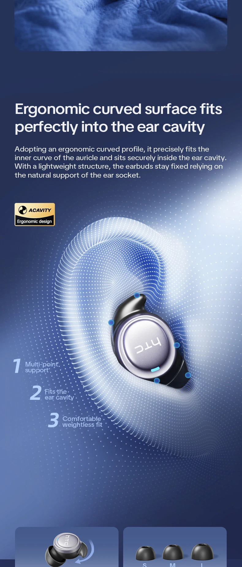Close-up of black and silver invisible sleep earbuds designed to fit the ear cavity.