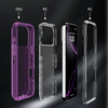 Three clear shockproof cases for iPhone models shown next to a TPU case.