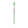 A light green stainless steel telescopic teaching pointer with a rubber finger tip.