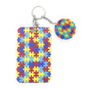 Bunter Puzzle-Teil-Muster-Lanyard-Schlüsselring mit kreisförmigem klarem Kunststoffcharm