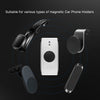 Various magnetic car phone holders shown with a universal mount plate and various attachment types