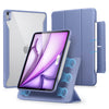 A purple magnetic folio case for an iPad Air tablet is shown alongside its protective cover.