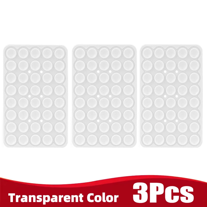 Three transparent silicone suction cup phone holders for mounting devices