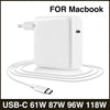 White USB-C power adapter with a cable for MacBook computers