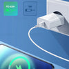 A close-up of a phone being charged quickly using a 40W PD fast charging cable and adapter.